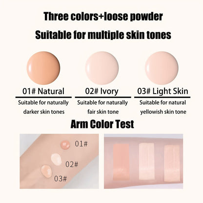 BB Cream Makeup Kit with Loose Setting Powder Brush & Sponge – Full Coverage Waterproof Long-Lasting Hydrating Foundation Set for All Skin
