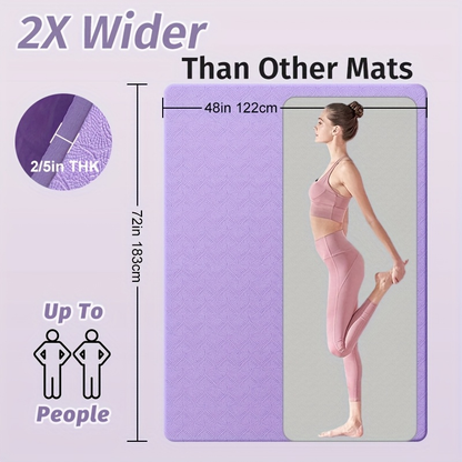 Extra Large TPE Yoga Mat 6’×4’ – 10mm Extra Thick Non-Slip Exercise Mat with Alignment Lines, Double-Sided Grip