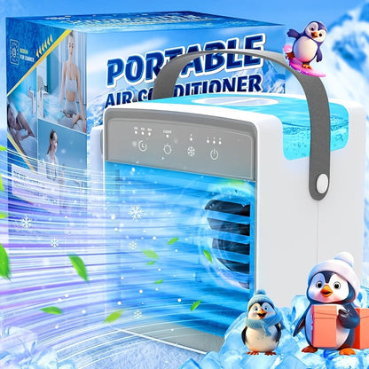 Portable Mini Air Conditioner Fan, Personal Evaporative Cooler with 3-Speed Settings & Timer, Quiet Desktop Cooling Fan for Room