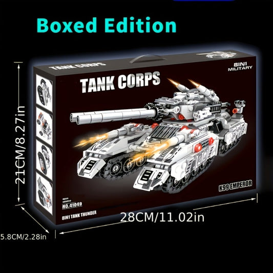 1628-Piece 8-in-1 Tank Building Block Model with White, Yellow, Bagged and Boxed Checkout Options