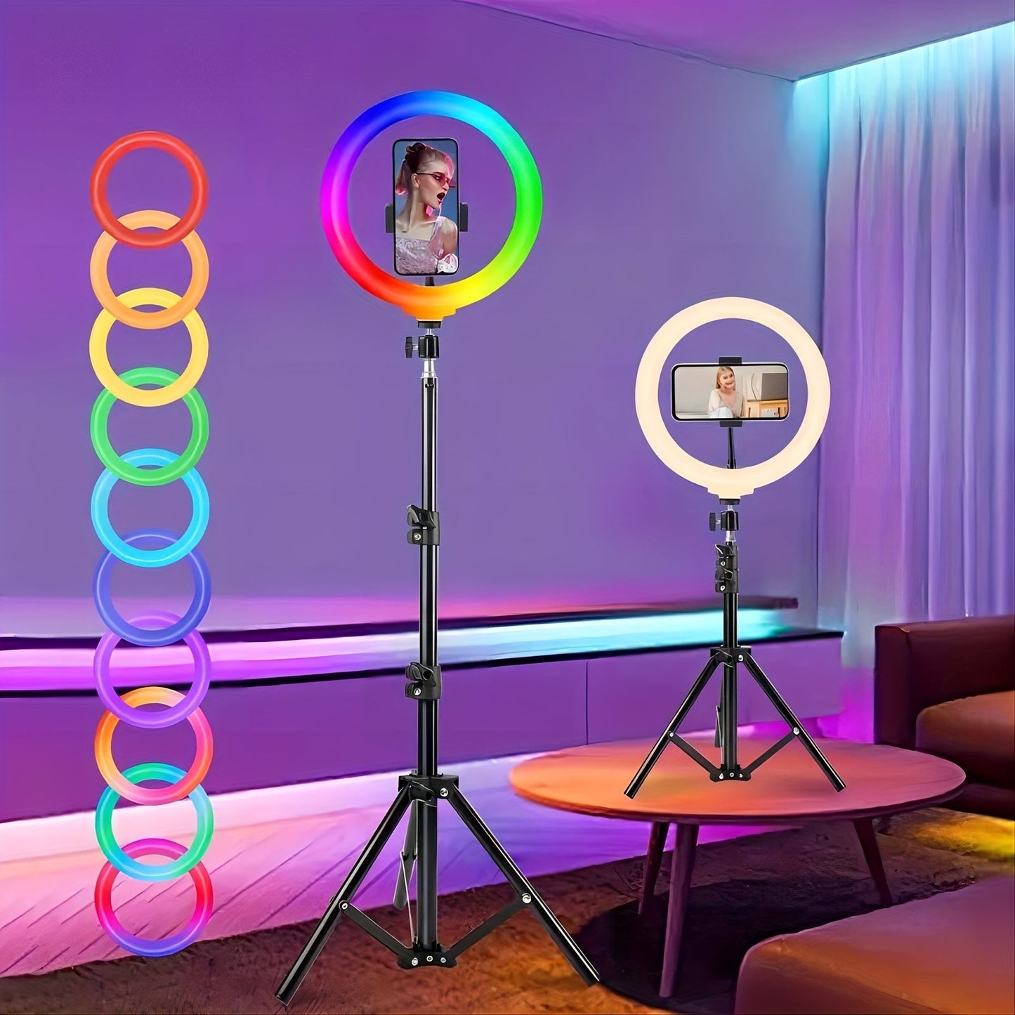 Selfie Ring Light Desk 12 Inch with Phone Holder 360 Rotating Pan Head Desk Tripod 17 RGB for an Everyday Personal Care Routine
