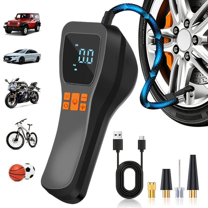 Cordless Tire Inflator Portable USB Rechargeable – Digital Gauge & LED Light, Fast Air Compressor with Auto Shutoff for Car, Bike