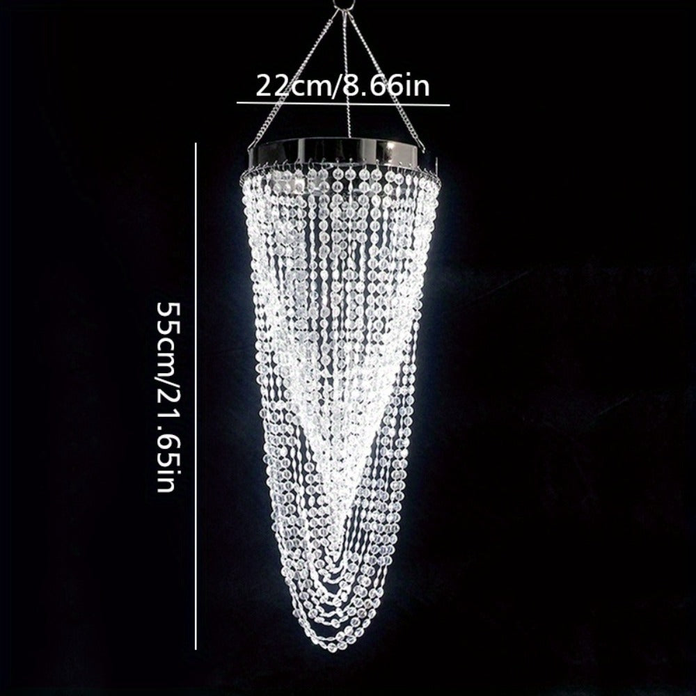 Crystal Beaded Chandelier Lampshade Acrylic Sparkling Droplets Elegant Ceiling Light Fixture for Entryways, Bedrooms and Living Spaces