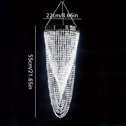 Crystal Beaded Chandelier Lampshade Acrylic Sparkling Droplets Elegant Ceiling Light Fixture for Entryways, Bedrooms and Living Spaces