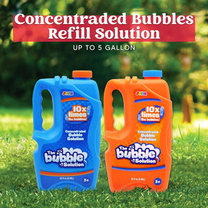 64oz Bubble Solution Refill 2-Pack Concentrate, Makes 5 Gallons, Compatible with Bubble Machines