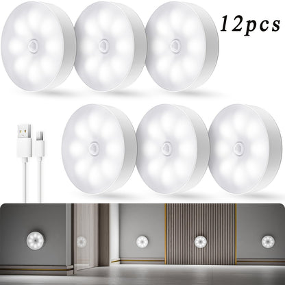 Wireless Motion Sensor Night Light USB Rechargeable - Dimmable Wall Lamp Dual Mode PIR for Home Cooking, Dining and Outdoor Meals