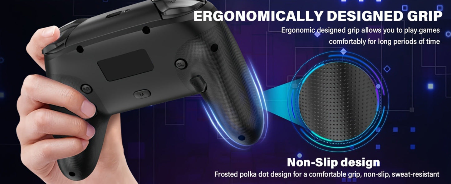 Switch Pro Controller Wireless RGB Rechargeable with 6-Axis Gyro & 10 RGB Lights, Compatible with Nintendo Switch