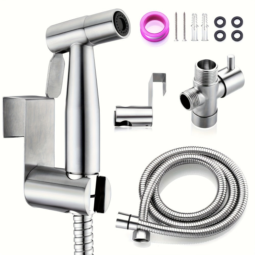 Wall-Mounted Handheld Spray Gun Set with Bracket, Teflon Tape & Flexible Hose – Bathroom Bidet Sprayer for Toilet, Sink