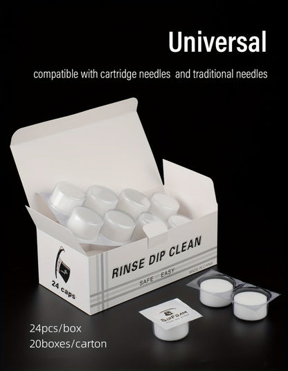 Tattoo Needle Dip Clean Cups 24pcs Foam Liner, Odorless Non-Electric Safe Cleaning for Cartridge & Traditional Needles