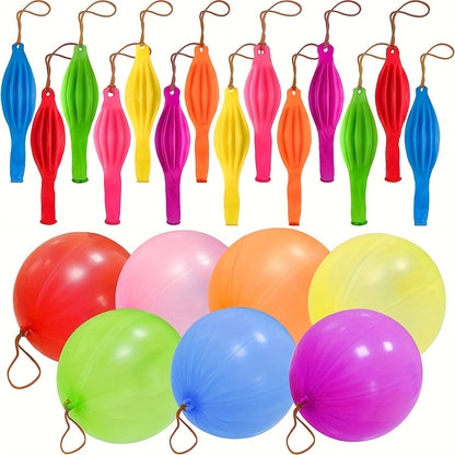 Party Favors Neon Punch Balloons, 48-Piece Latex Assortment with Pre-Attached Elastic Bands