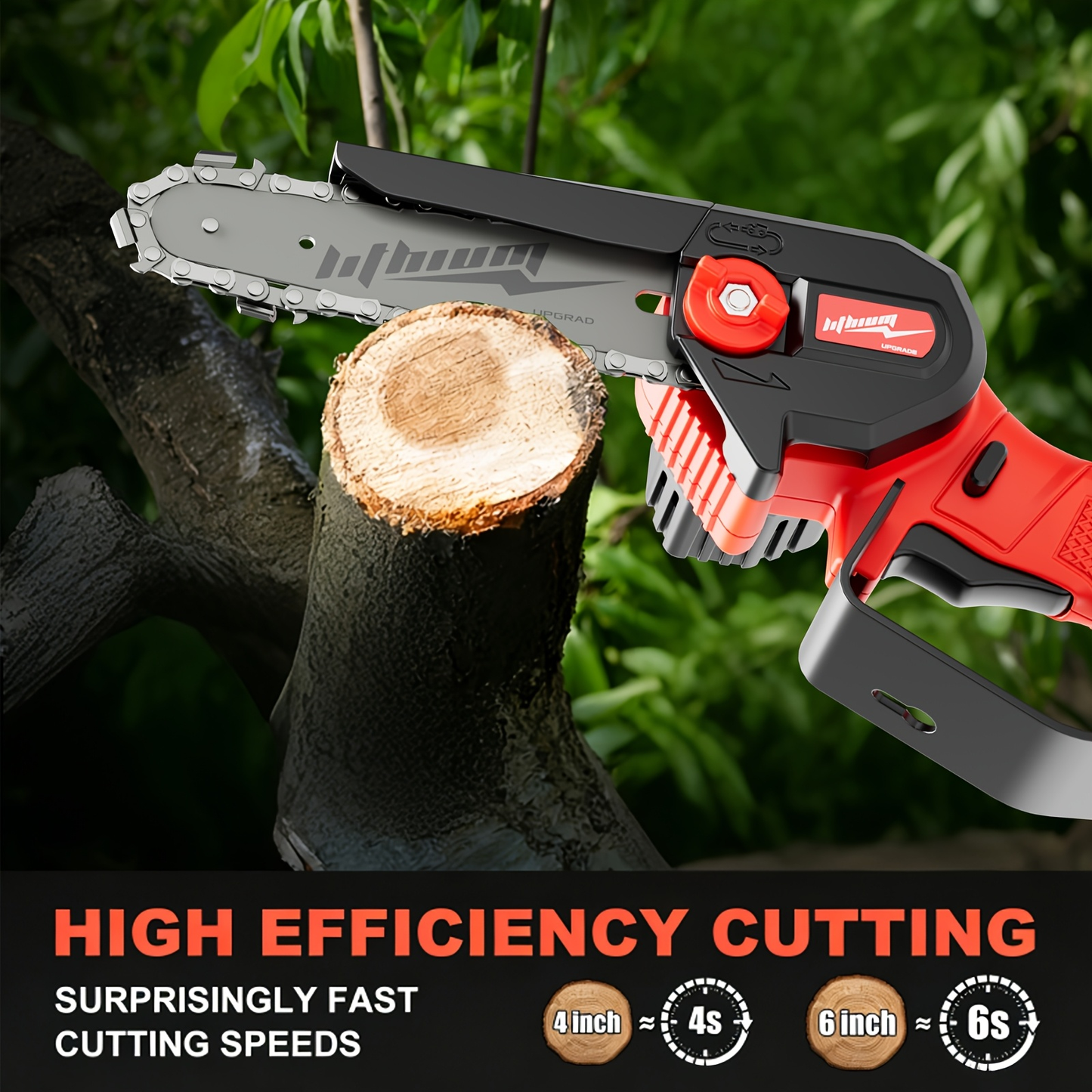 Mini Chainsaw Cordless 4 & 6 Inch Electric - Upgraded Portable Battery Chainsaw with Safety Lock