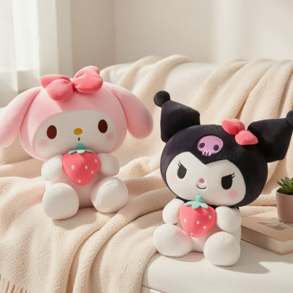 Plush Toy Strawberry-Holding Character Doll in 9.84-Inch Sitting Style with Two product details
