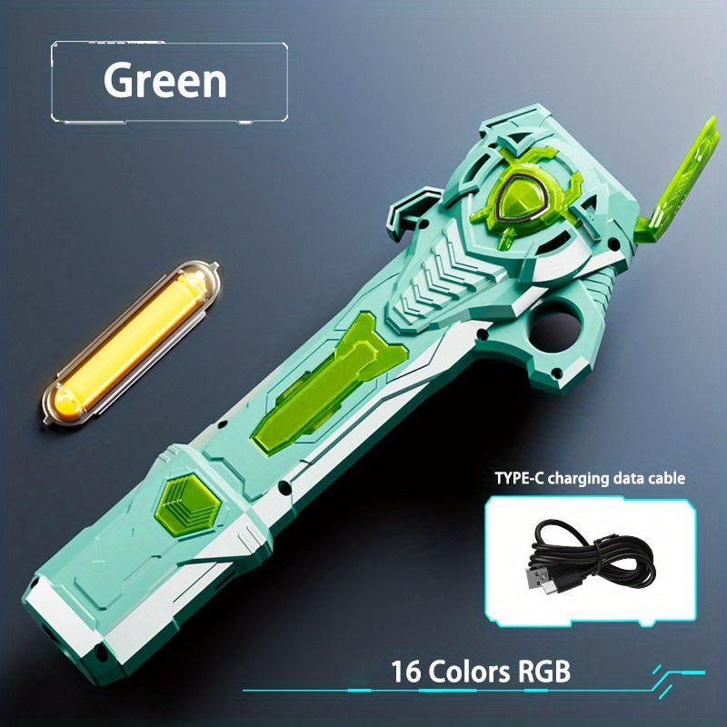 RGB Light-Up Saber Toy 16 Colors Rechargeable Light Sword with Gravity Sensor & Sound Effects