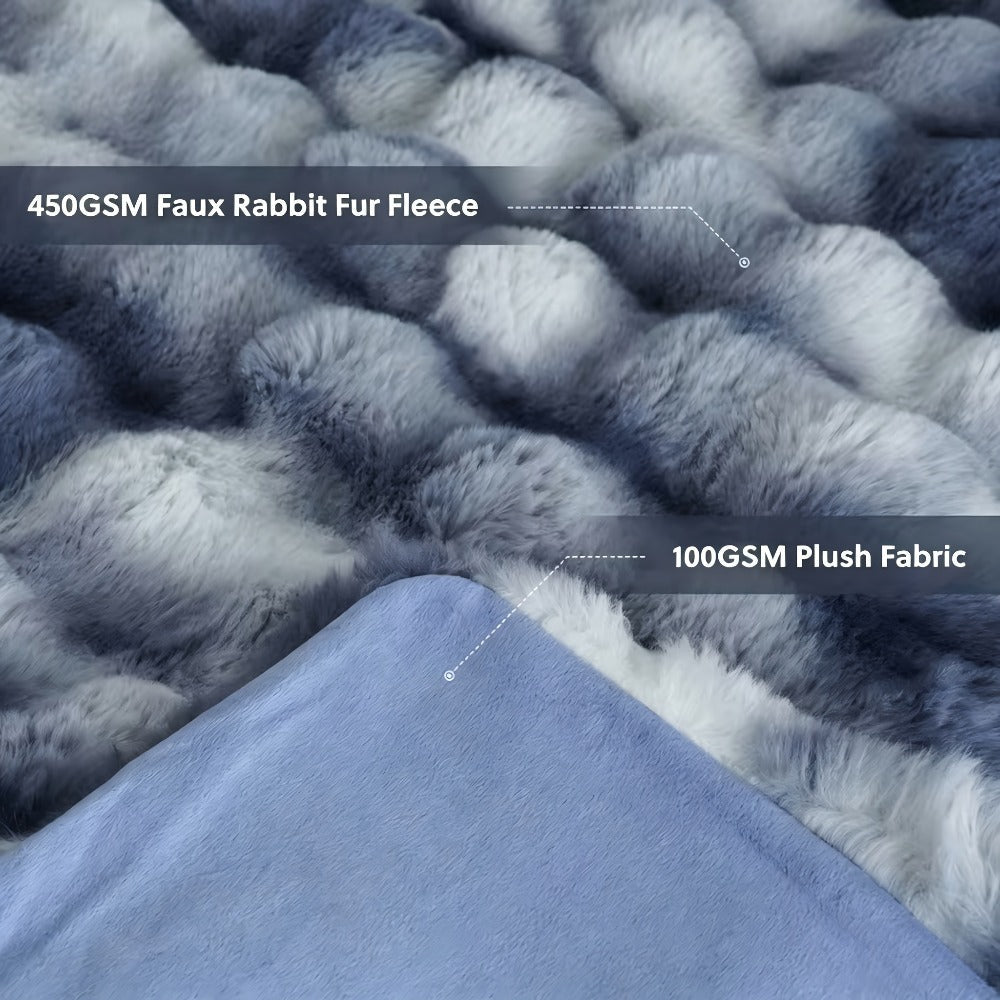 Faux Rabbit Fur Throw Blanket in 11 Checkout Colors and Throw, Twin, Queen or King Size Options