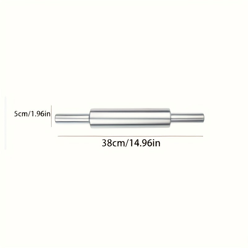 Stainless Steel Rolling Pin, Professional Non-Stick Dough Roller with Non-Slip Grip and Rounded Ends, Easy to Clean Baking Rolling Pin