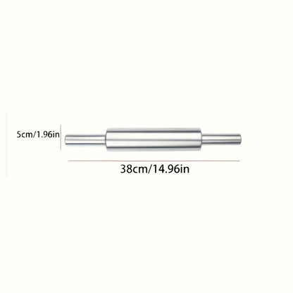 Stainless Steel Rolling Pin, Professional Non-Stick Dough Roller with Non-Slip Grip and Rounded Ends, Easy to Clean Baking Rolling Pin
