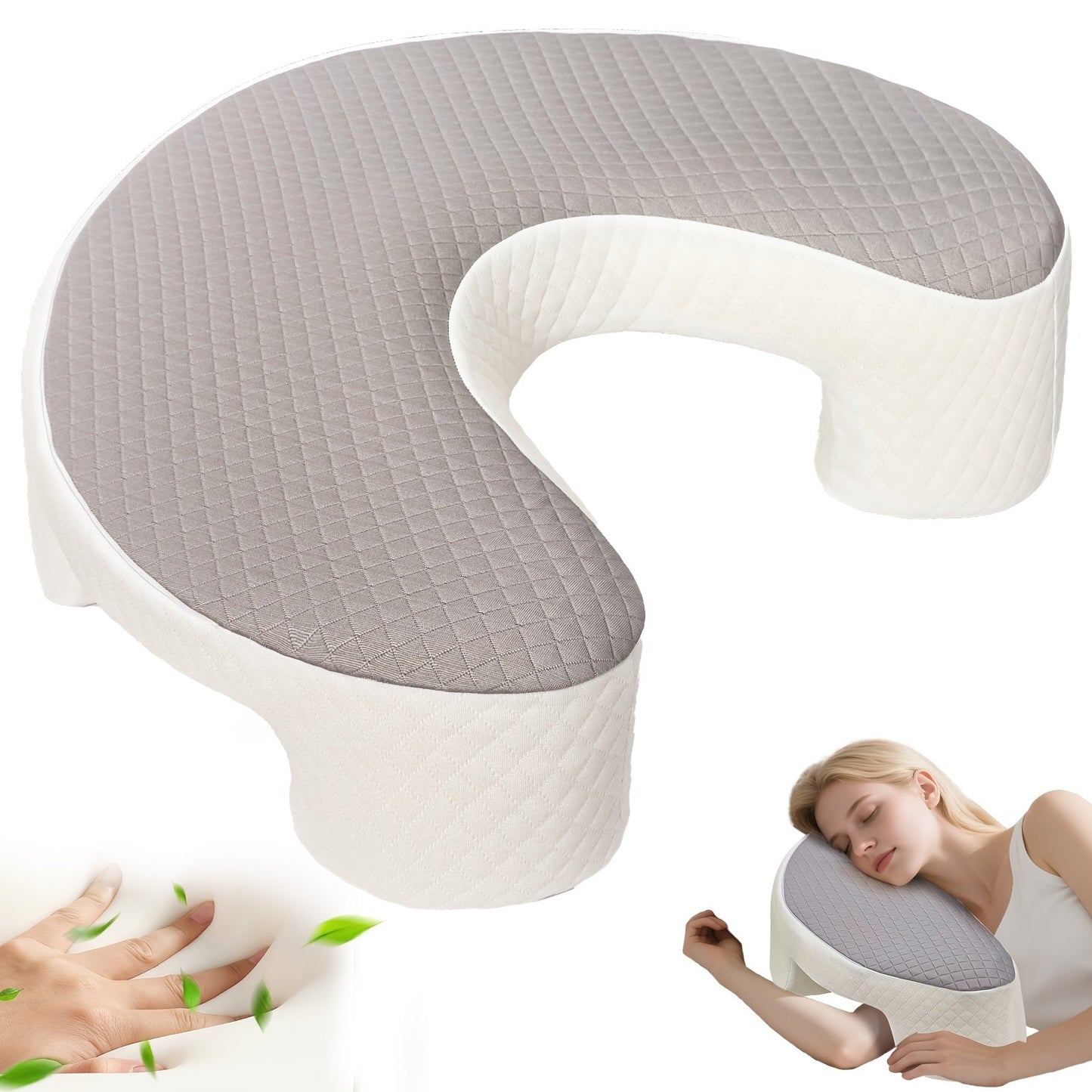 Cervical Pillow C-Shaped Neck Support Side Back Sleepers for Entryways, Bedrooms and Living Spaces