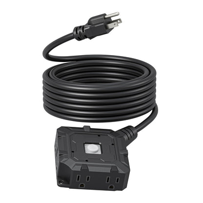 Extension Cord 25ft 6-Outlet SJTW 14AWG with Cover & On/Off Switch, Outdoor Indoor Power Strip Cord for Workshop