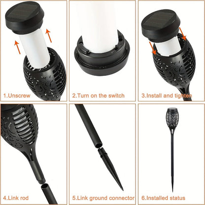 Solar Torch Lights Flickering Flame Outdoor, Dancing Flame Solar Garden Lights, Landscape Pathway Torch for Garden