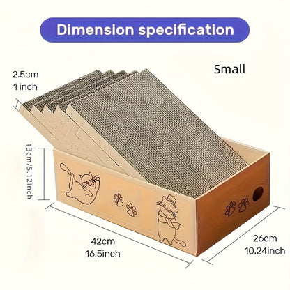 Cardboard Cat Scratching Board 5pcs Reversible Extra Large with Box Indoor Cat Scratch Pad Sofa Resting Playing Lounge Set Regular and XL