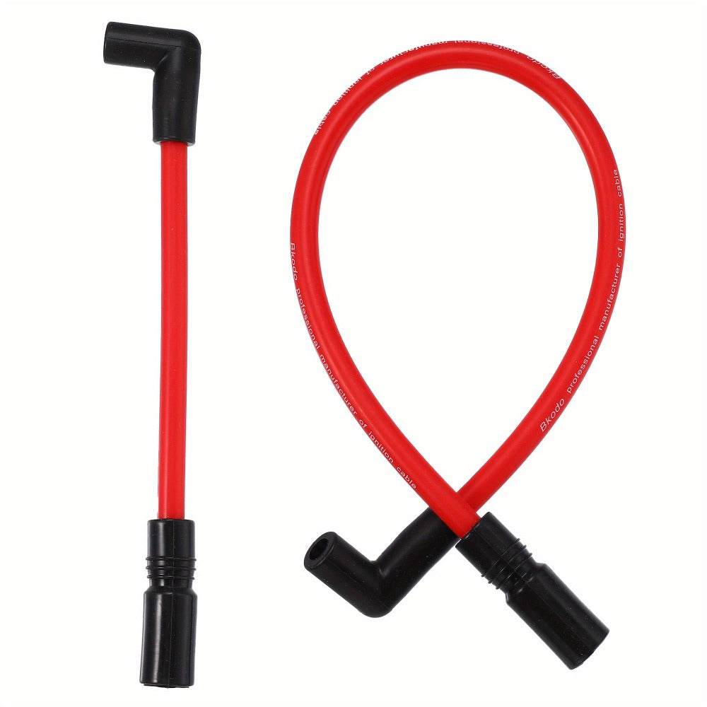 Harley Davidson Spark Plug Wire Kit 10.4mm 10mm for Dyna FXD 2000-2017 Softail 1999-2017 – Red Silicone 90-Degree Pre-Crimped Motorcycle