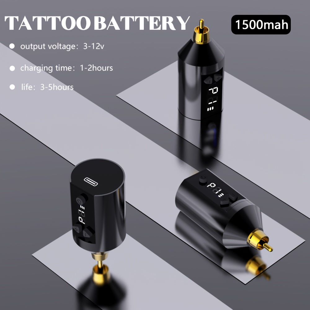 Tattoo Machine Kit GOLDPLUME TM-69 or TM-70 Wireless Rotary Pen with Power Supply, 10 Cartridges and 7 Inks