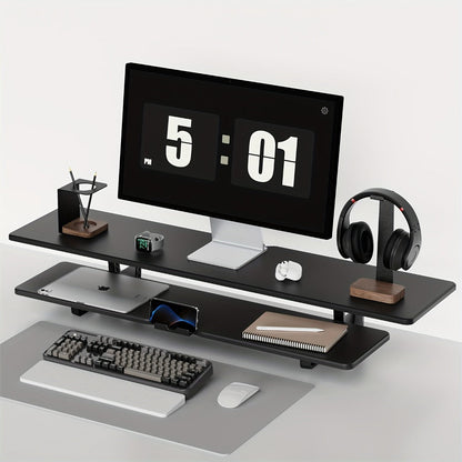 Dual Monitor Stand Riser with Storage E-Sports Style, Adjustable Height Desk Organizer with Cable Management
