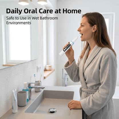 Electric Toothbrush Kit with LED Light & 5-Mode Adjustment, 3 Brush Head Accessories, Deep Cleaning Oral Care Set for Home Use