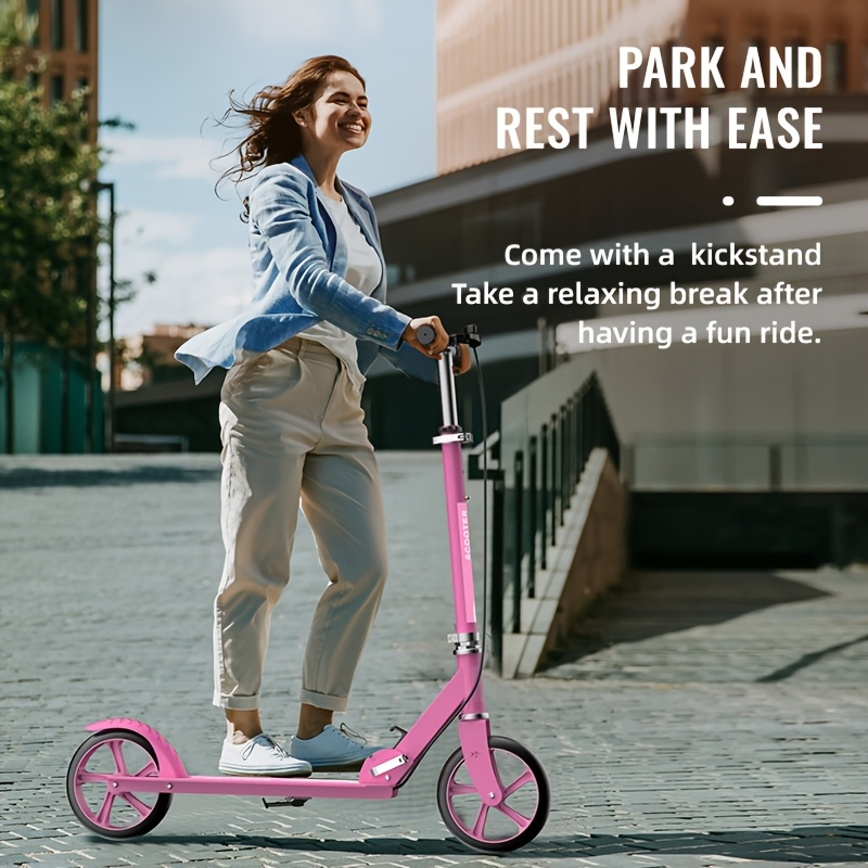 Foldable Adult Kick Scooter with Double Wheels – Rear Suspension & Brake, Lightweight Commuter Scooter for Adults Teens