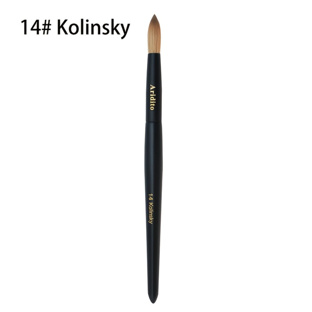 Kolinsky Nail Brush Round Head for Acrylic Extensions – Professional Black Wooden Handle Nail Art Brush with Genuine Kolinsky Hair Bristles