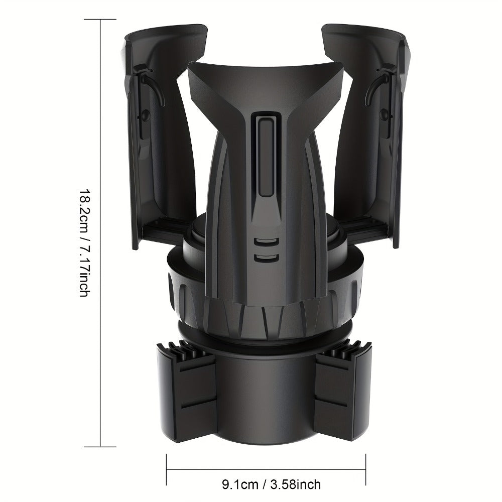 Adjustable Car Cup Holder Expander for 2.56-4.8 Inch Drinkware with 2.56-3.93 Inch Expanding Base in Black