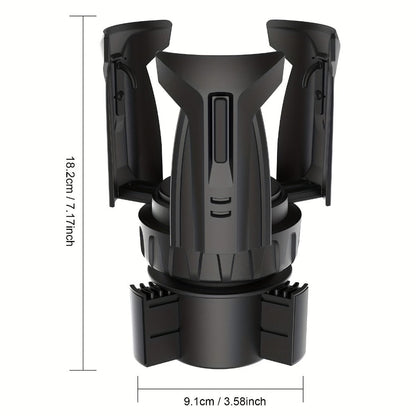 Adjustable Car Cup Holder Expander for 2.56-4.8 Inch Drinkware with 2.56-3.93 Inch Expanding Base in Black