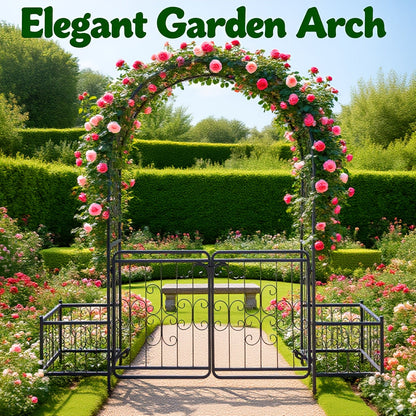 Wrought Iron Garden Arch 7ft Rose Trellis Multi-Style for Garden, Patio and Yard Use, with the Listed Configuration