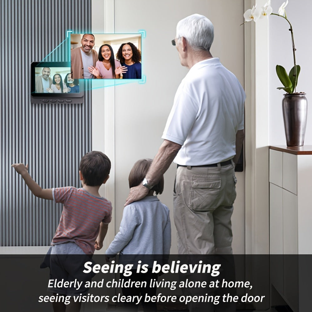 1920P Video Doorbell Camera with 4.3" Monitor & Dual Power - No WiFi No App, Battery & USB, Two-Way Audio