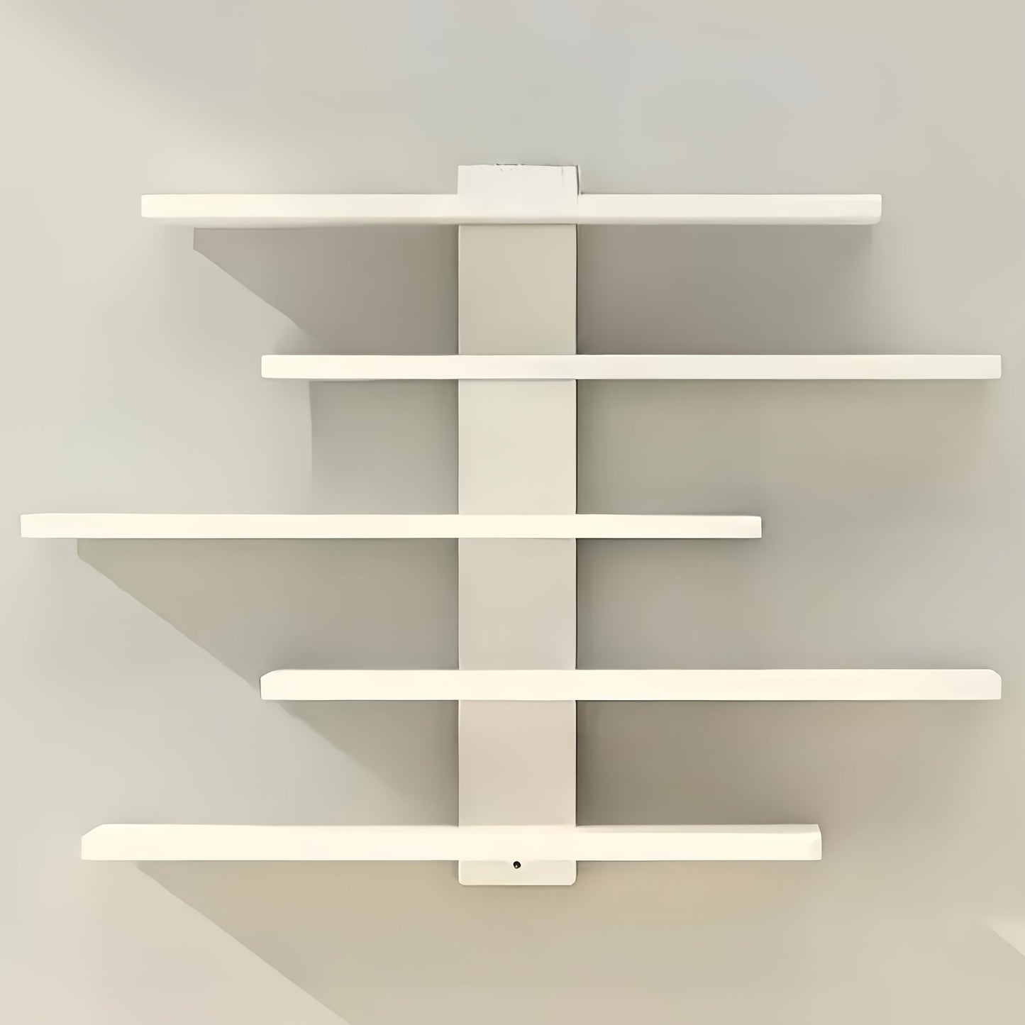 Five-Tier Wall-Mounted Display Shelf with Horizontal Ledges in Black or White Color Options