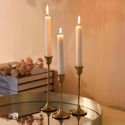 Candle Holder Set 6-Piece Bell-Shaped Metal Taper Stands in Brass or Matte Black with Three Graduated Heights