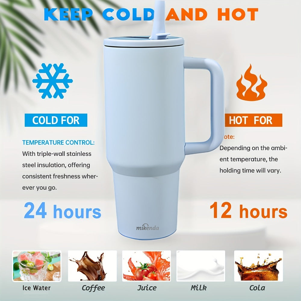 Insulated Tumbler, 40oz Stainless Steel Travel Cup with Lid, Foldable Straw and Six Color Options
