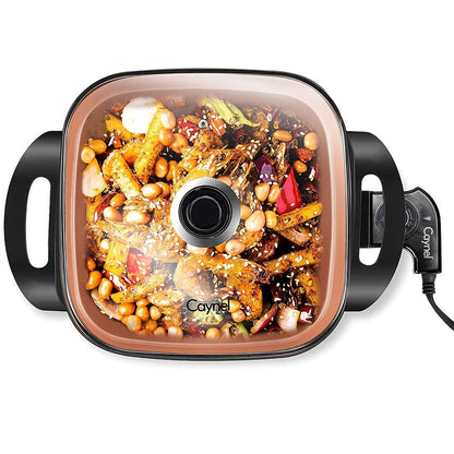 Electric Skillet 12x12 Inch Nonstick Ceramic with Glass Lid 1400W Adjustable Temperature up to 420°F