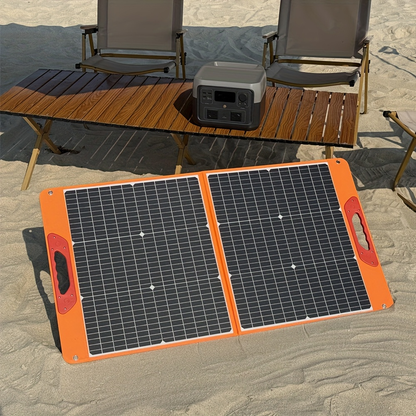Foldable Solar Panel 200W 23.5% High Efficiency 20V Portable with 2 Brackets Solar Cable for Camping RV for Garden, Patio and Yard Use