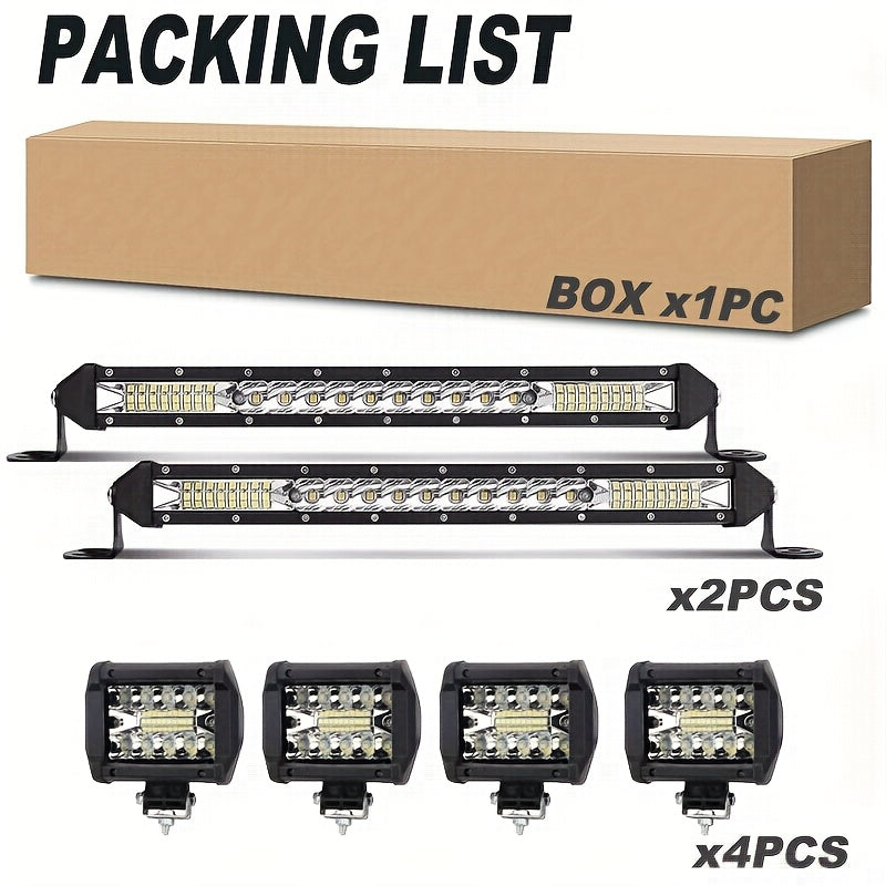 LED Work Light Bar Kit for Off-Road Truck Jeep SUV ATV UTV Tractor, 12-24V 2000-3000LM Combo 22in 10in + 4in Spot Flood Lights
