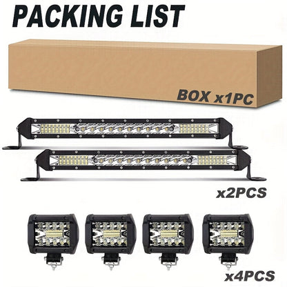 LED Work Light Bar Kit for Off-Road Truck Jeep SUV ATV UTV Tractor, 12-24V 2000-3000LM Combo 22in 10in + 4in Spot Flood Lights