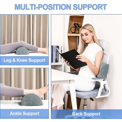 Memory Foam Lumbar Support Pillow Slow Rebound Half-Roll Multifunctional Leg Neck Back for Entryways, Bedrooms and Living Spaces