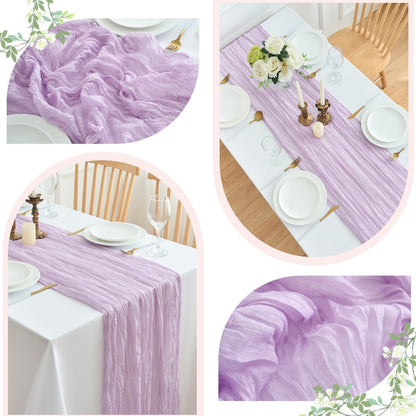 Ten-Piece Cheesecloth Table Runner Set, 19.6 x 120 Inches Each in Five Colors for Dining and Events