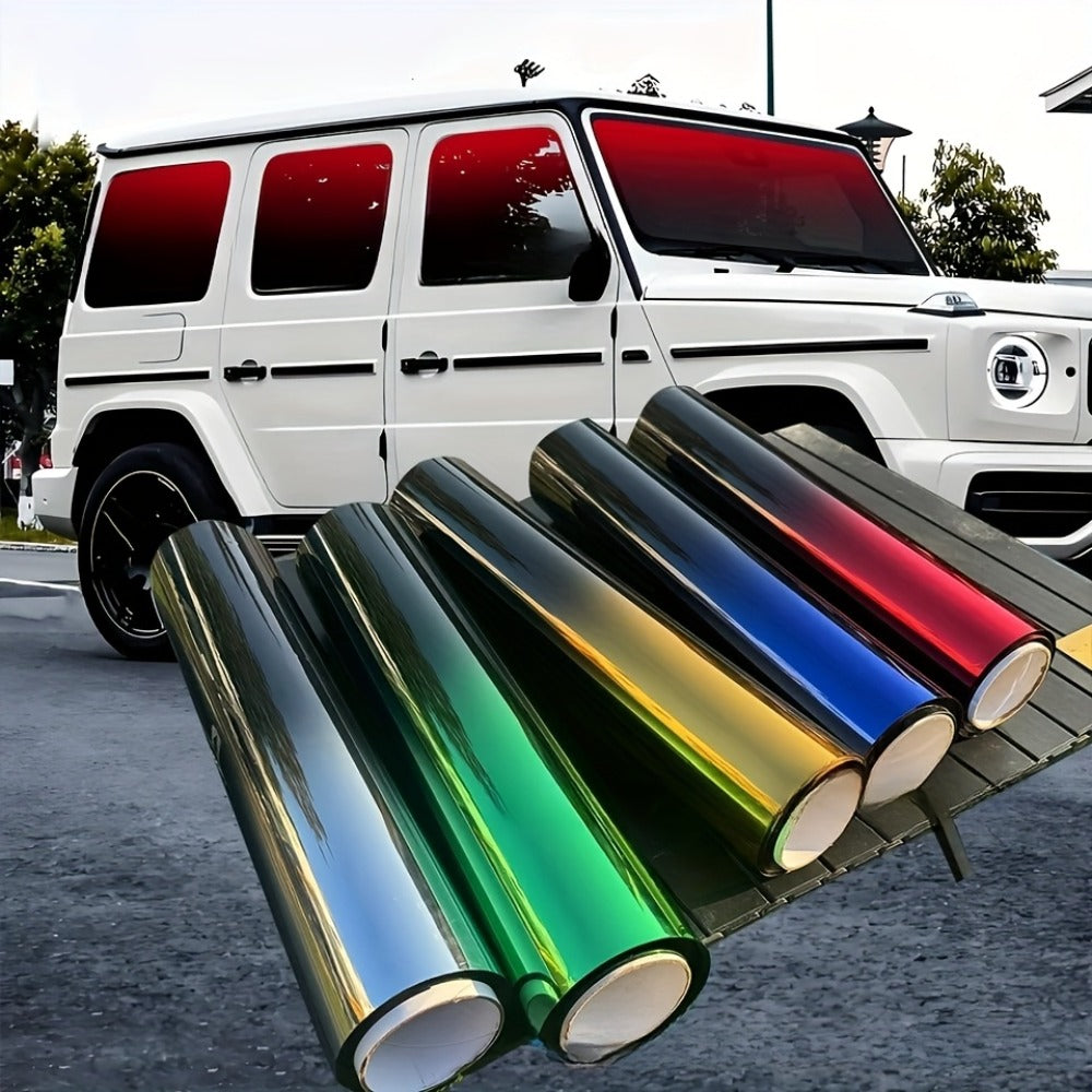 Gradient Window Tint Film Roll 19.7" x 118" Heat Resistant Shatterproof PET – Two-Tone Car Window Film Easy Apply & Remove Red Black Green