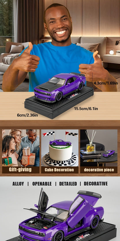 1:32 Scale Dodge Hellcat Die-Cast Metal Car Model with Openable Doors & Display Base, Collector Diecast Vehicle