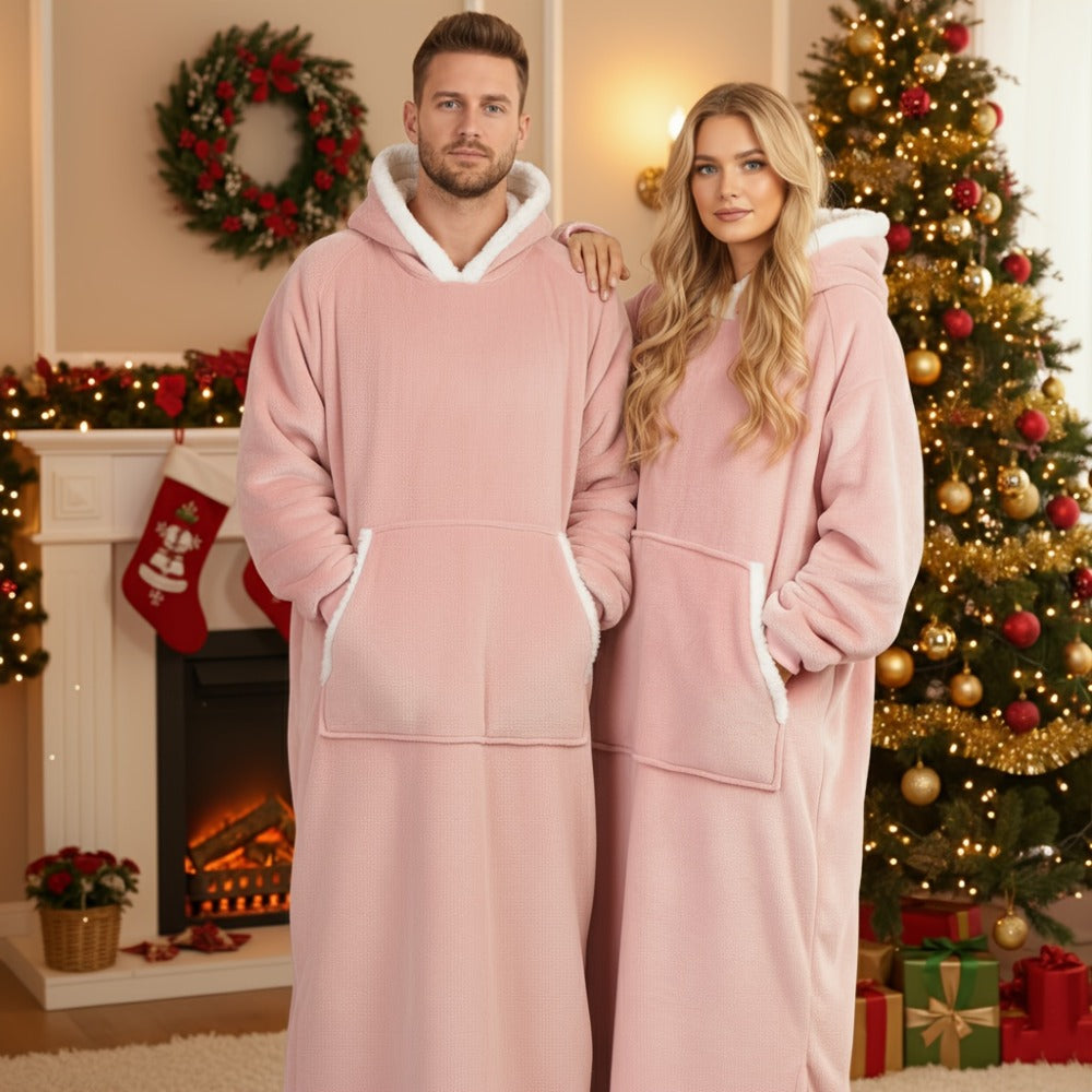 Wearable Blanket Hoodie – Oversized Extra-Long Ultra-Soft Acrylic Hooded Blanket for Adults, Warm Cozy TV Watching Winter Gift for Christmas