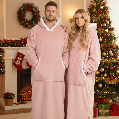 Wearable Blanket Hoodie – Oversized Extra-Long Ultra-Soft Acrylic Hooded Blanket for Adults, Warm Cozy TV Watching Winter Gift for Christmas