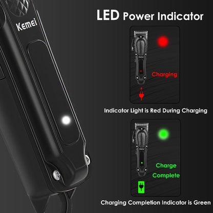 Professional Cordless Hair Cutting Shears, Kemei KM-1071 USB Rechargeable Electric Hair Scissors for Barbers