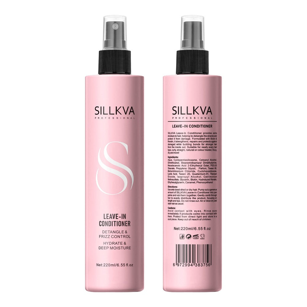 Leave-In Conditioner Spray & Detangling Hair Brush Set - Anti Frizz Smoothing Glycerin Formula for Home, Travel and Salon Hair Styling