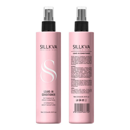 Leave-In Conditioner Spray & Detangling Hair Brush Set - Anti Frizz Smoothing Glycerin Formula for Home, Travel and Salon Hair Styling